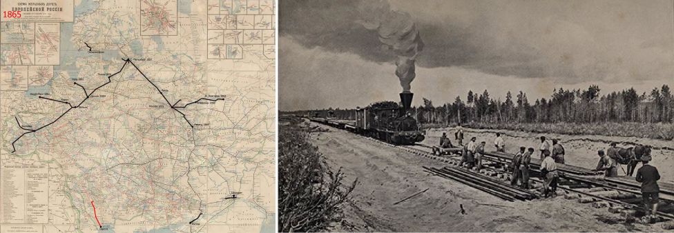 Карта железных дорог России на 1865 г.