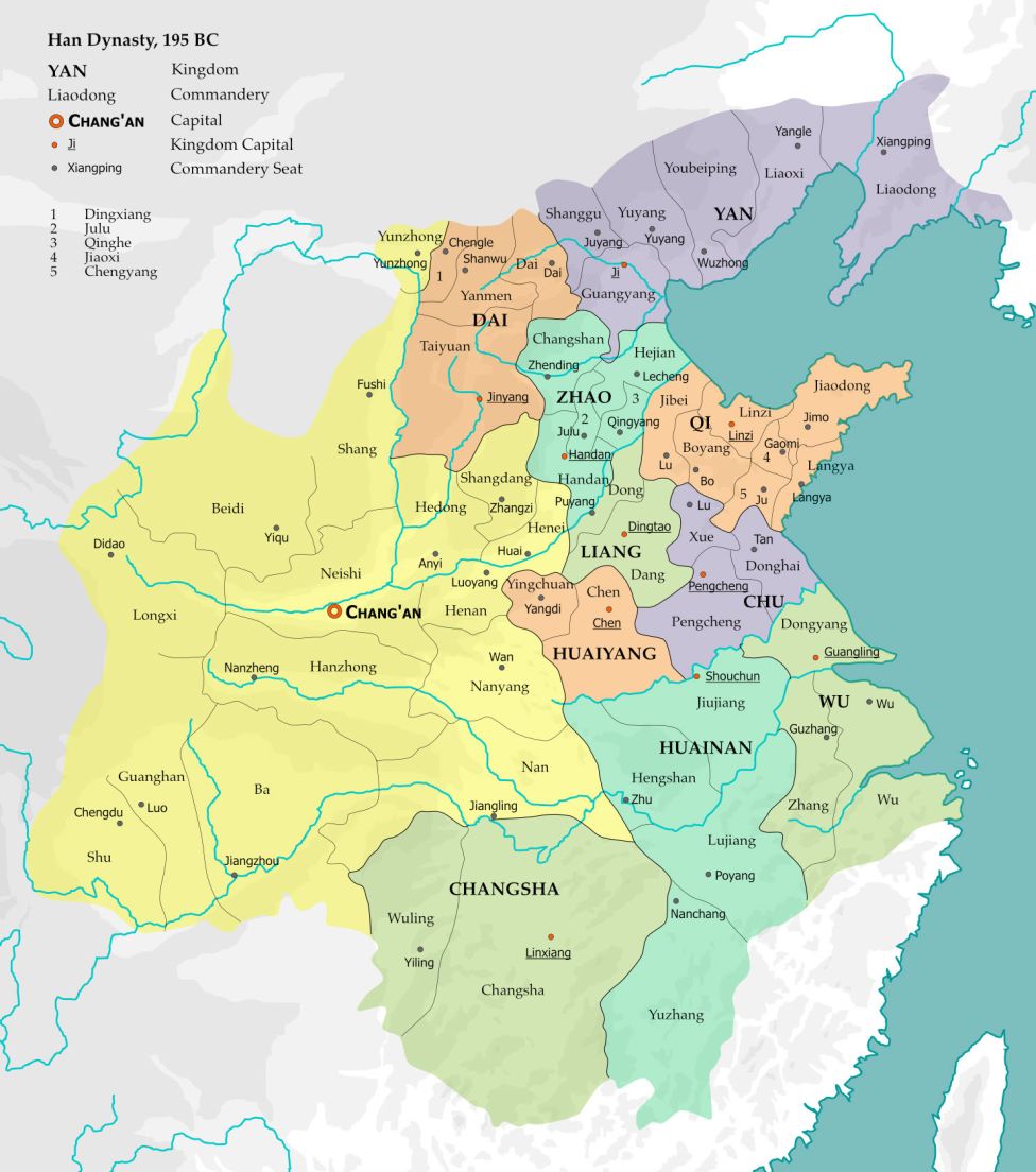 Царства династии Хань в 195 г. до н.э.
