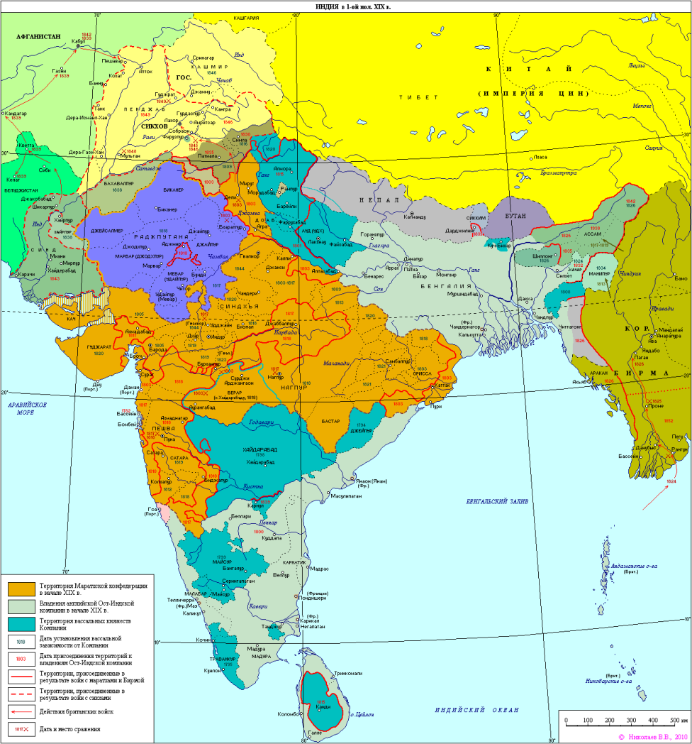 Карта Индии на начало века