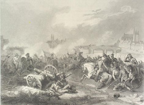 Сражение при Монтро. Гравюра по картине Ланглуа. XIX век