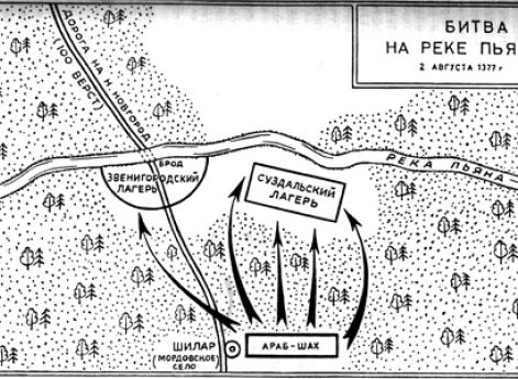 Великий князь Дмитрий Иванович узнаёт от пленного татарина о планах хана Мамая завоевать Русь. Миниатюра 17 века