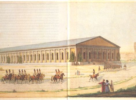 Московский Манеж. Вид со стороны Моховой ул. Акварель архитектора А.Бетанкура. Около 1817 г