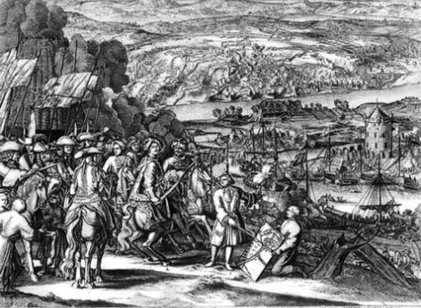 Взятие Азова русскими войсками в 1696. Гравюра конца XVII века