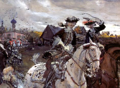 Петр II и цесаревна Елизавета на псовой охоте