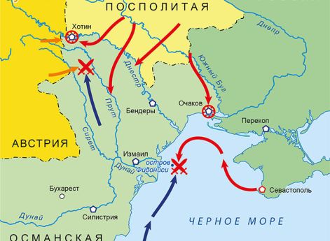 Война России и Австрии против Турции 1787–1791 гг. Карта кампании 1788 г. на Дунае и Черном море