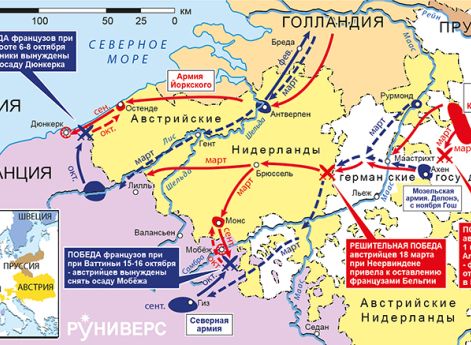 Действия в Бельгии и Нидерландах, февраль–ноябрь 1793 г.