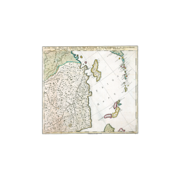 Устье реки Амура с южной частью Камчатки и находящимися на Восточном океане разными островами между которыми видна и часть Японии