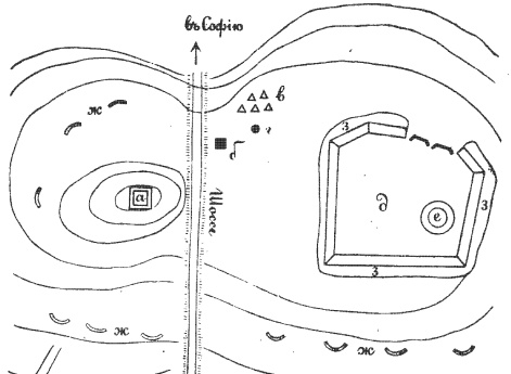 Схема расположения турецких укреплений у Горняго Дубника.