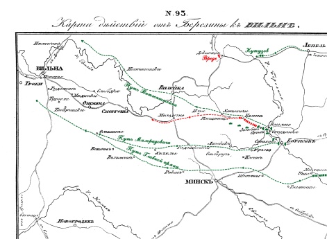Карта действий от Березины к Вильне.