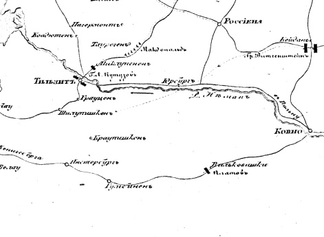 Карта действий в Курляндии в половине Декабря 1812 года.