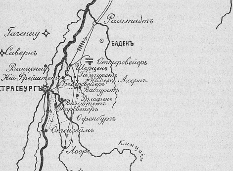 Карта похода Тюрення в 1675 году.