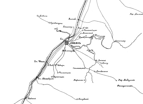 Ляоянская сеть грунтовых дорог, разработанных к 22 августа 1904 года