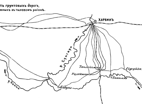 Сеть грунтовых дорог, разработанных в  тыловом районе