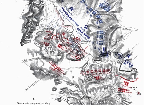Бой на реке Черной 4 августа 1855 года. Положение вечером в 6 часов вечера