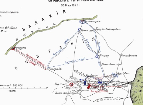 Сражение при Кулевиче. 30 мая 1829 года. Положение и передвижения сторон 16 и 17 мая