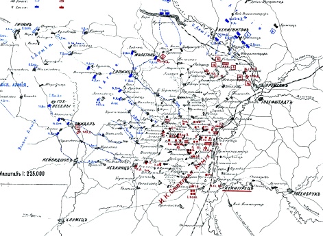 Сражение при Кениггреце 3 июля 1866 года. Эскиз №2. Положение сторон вечером