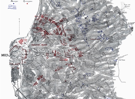 События и бои под Мецем от начала обложения до капитуляции. От 19 Августа до 27 Октября 1870. B. Сражение при Нуасвиль. 31 августа и 1 сентября. Положение 31-го августа после 5 час. Пополудни