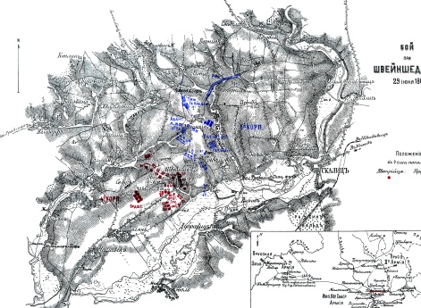 Бой при Швейншеделе 29 июня 1866 года. Положение в 4 часа пополудни