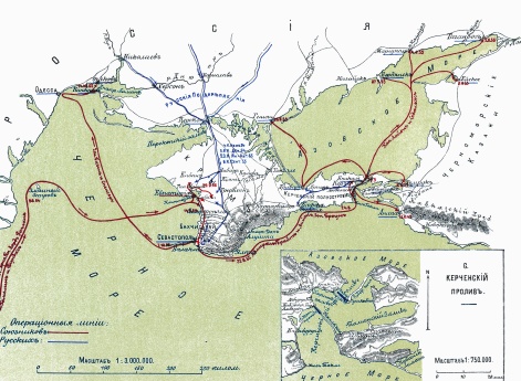 Восточная война 1853-56 в Европе и Азии. F. Общая карта к походу в Крыму 1854-55