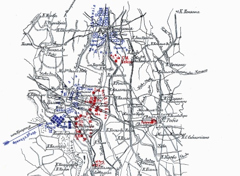 Бой при Полестро 31 мая 1859 года. Положение в 12 час. дня
