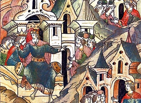 И повелел Владимиру быть с нею перед отцом ее и матерью, и потом отца ее убить, а ее взять себе в жены