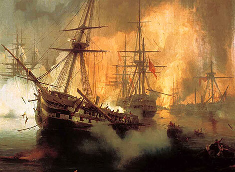 20 октября (8 октября ст.ст.) 1827 года в Наваринской бухте объединенный флот России, Англии и Франции одержал победу над Турцией.