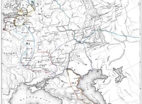 Европейская Россия в конце царствования Императрицы Анны Иоанновны, с показанием укрепленных пунктов и распределения их по департаментам