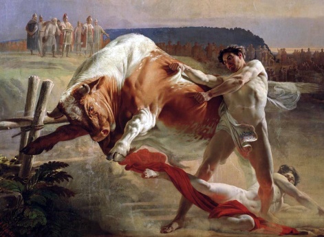 Ян Усмовец, удерживающий быка