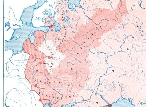 Европейская Россия с указанием районов провиантских депо к 1801 году