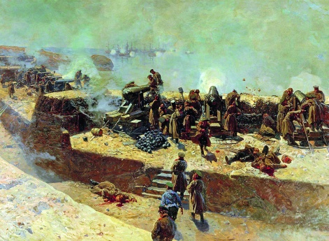 Отражение бомбардировки англо-французского флота со стороны Александровской батареи 5 октября 1854 г.