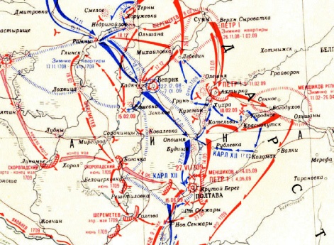 Карта: Полтавская операция 1709 гг.