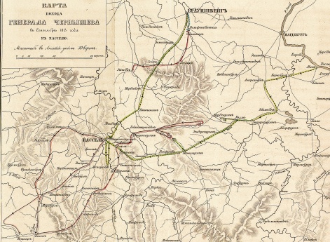 Карта похода генерала Чернышева в сентябре 1813 года к Касселю