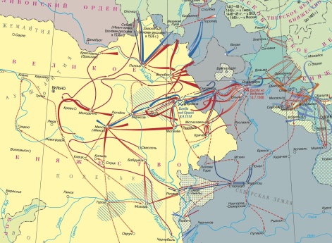 Карта: Русско-литовские войны конца XV - начала XVI вв.