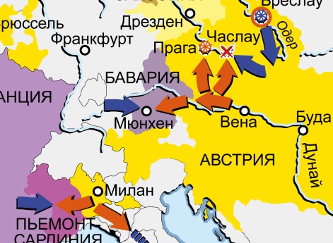 Война за австрийское наследство 1740–1748 гг. Карта кампаний 1742 г. в Центральной Европе