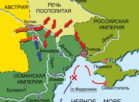 Война России и Австрии против Турции 1787–1791 гг. Карта кампании 1788 г. на Дунае и Черном море