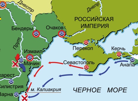 Война России и Австрии против Турции 1787–1791 гг. Карта кампании 1791 г. на Дунае и Черном море