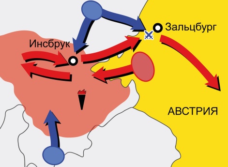 Война пятой антифранцузской коалиции 1809 г. Карта кампании в Тироле в 1809 г.
