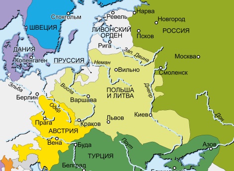 Карта Восточной и Северной Европы в 1558 г.