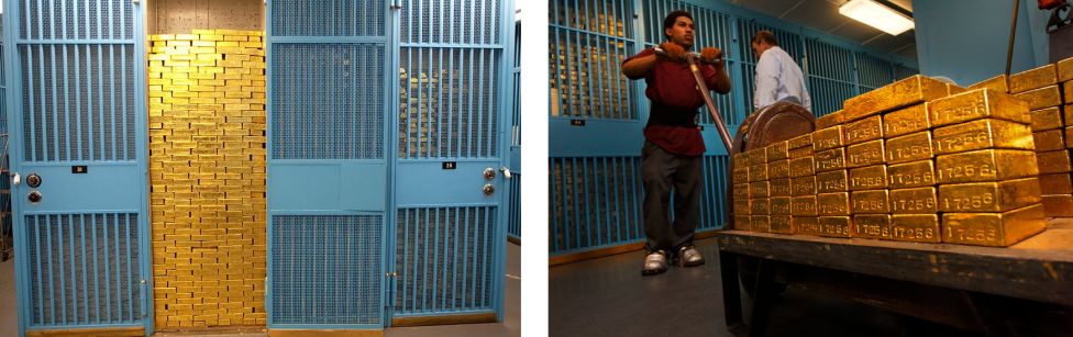 Хранилище мирового золота в Федеральном резервном банке Нью-Йорка