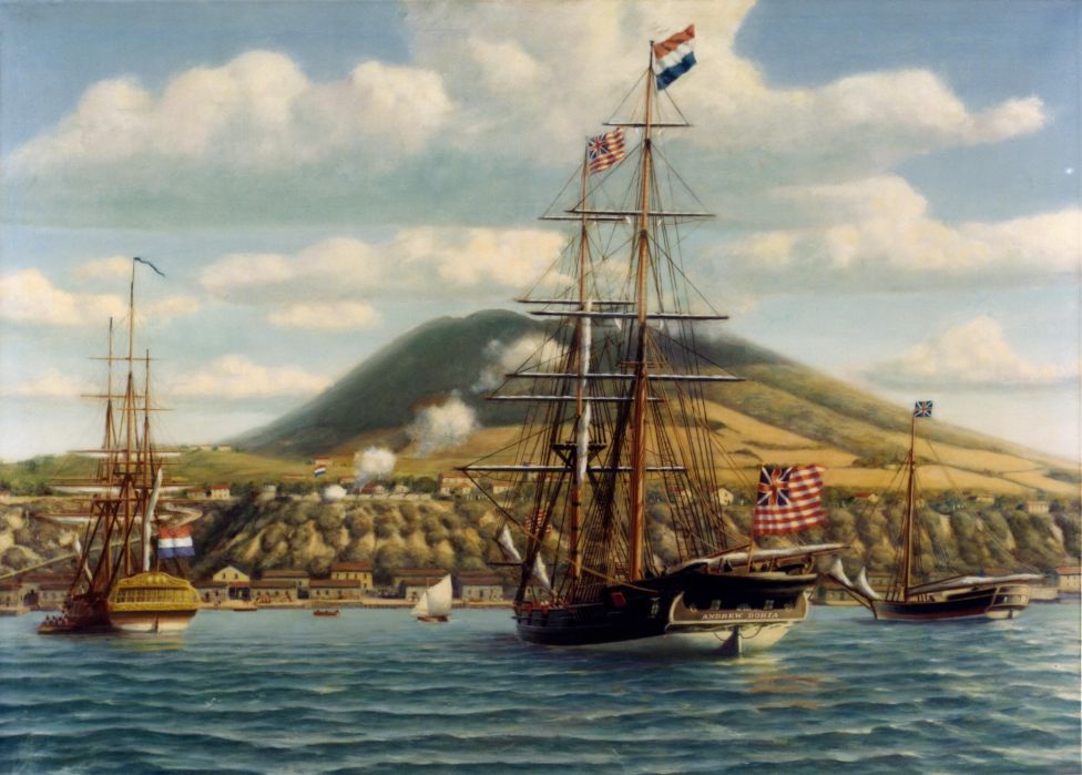 Американский капер остаивается в гавани Синт-Эстатиуса, 1777 год 