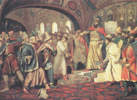 А.Кившенко. Иван III разрывает ханскую грамоту. 1879 год