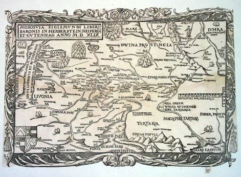 Карта Московии в XVI веке. Сигизмунд Герберштейн. 1549 год
