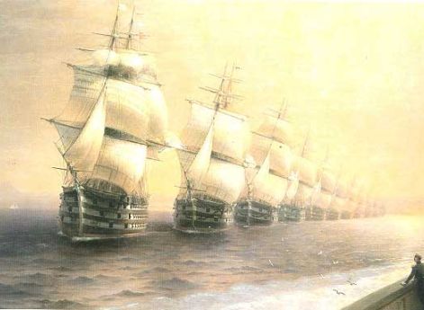 Иван Айвазовский. Смотр черноморского флота, 1886.