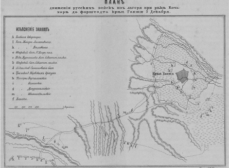 Движение русских войск из лагеря при реке Кочьхоре до форштадта крепости Ганжи 2 декабря