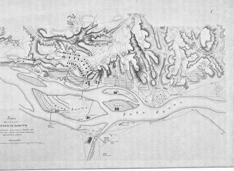 Окрестности крепости Силистрии с показанием расположения войск под крепостью сосредоточенных и начатых ими осадных работ
