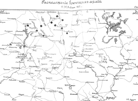 Расположение воюющих армий 19 (31) января 1807 года