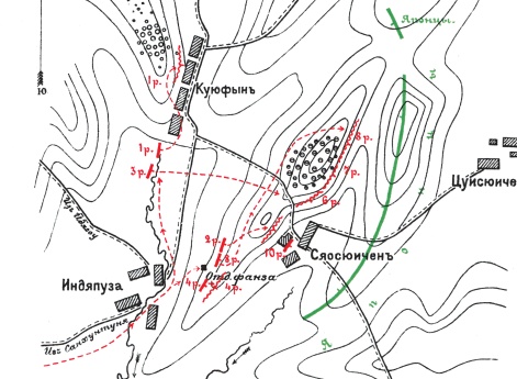 Кроки боя 1 и 2 батальонов 145 полка 25 февраля 1905 года