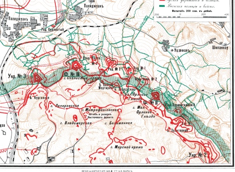 Положение линии обороны Восточного фронта крепости и штурм Большого Орлиного Гнезда 19 декабря утром 1904 года