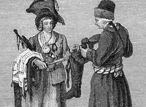 Торговка старыми вещами и рекрут екатерининского времени