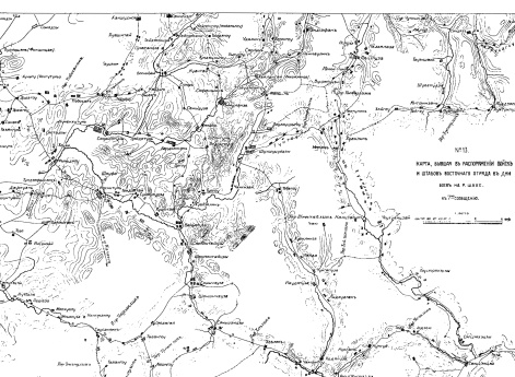 Карта, бывшая в распоряжении войск и штабов восточного отряда в дни боев на реке Шахе